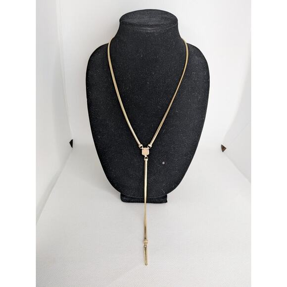 Kendra Scott Starla Y Necklace Gold With Druzy 24.5" Adjustable Lobster Clasp - Picture 1 of 10